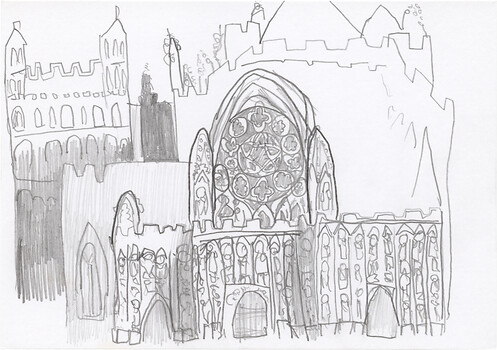 137 &ndash; Unbekannter KünstlerDie Westfassade der Kathedrale von Exeterca. 1350 &ndash; 1400  &ndash; Der "Decorated Style" Exeter